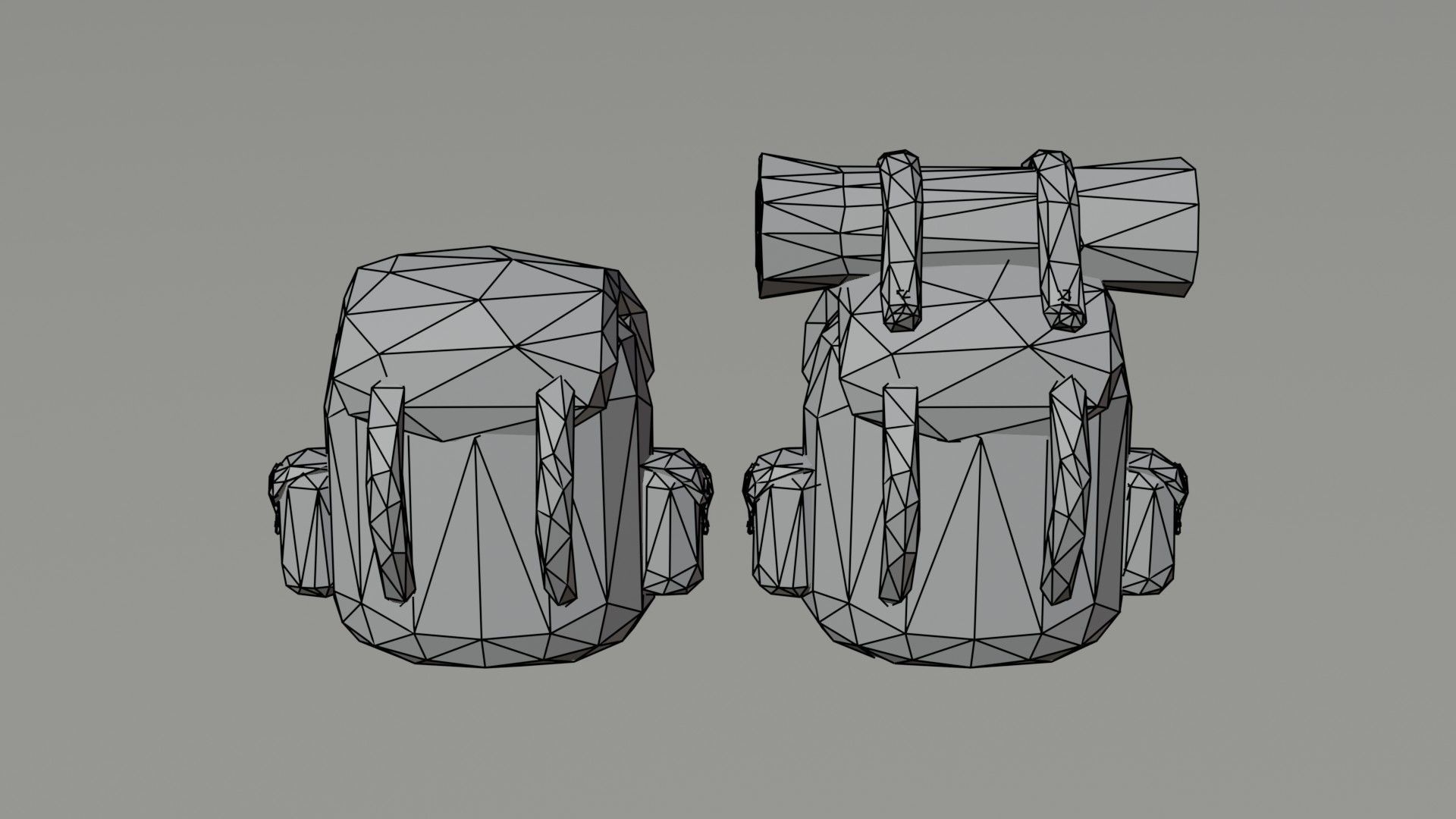 Cartoon fantasy backpack Polygonal Style Low-poly 3D model_6