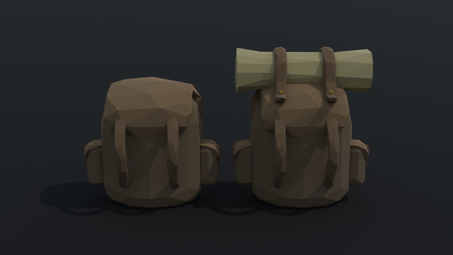 Cartoon fantasy backpack Polygonal Style Low-poly 3D model_3