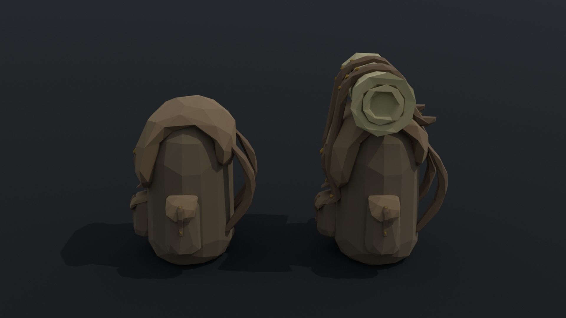Cartoon fantasy backpack Polygonal Style Low-poly 3D model_2