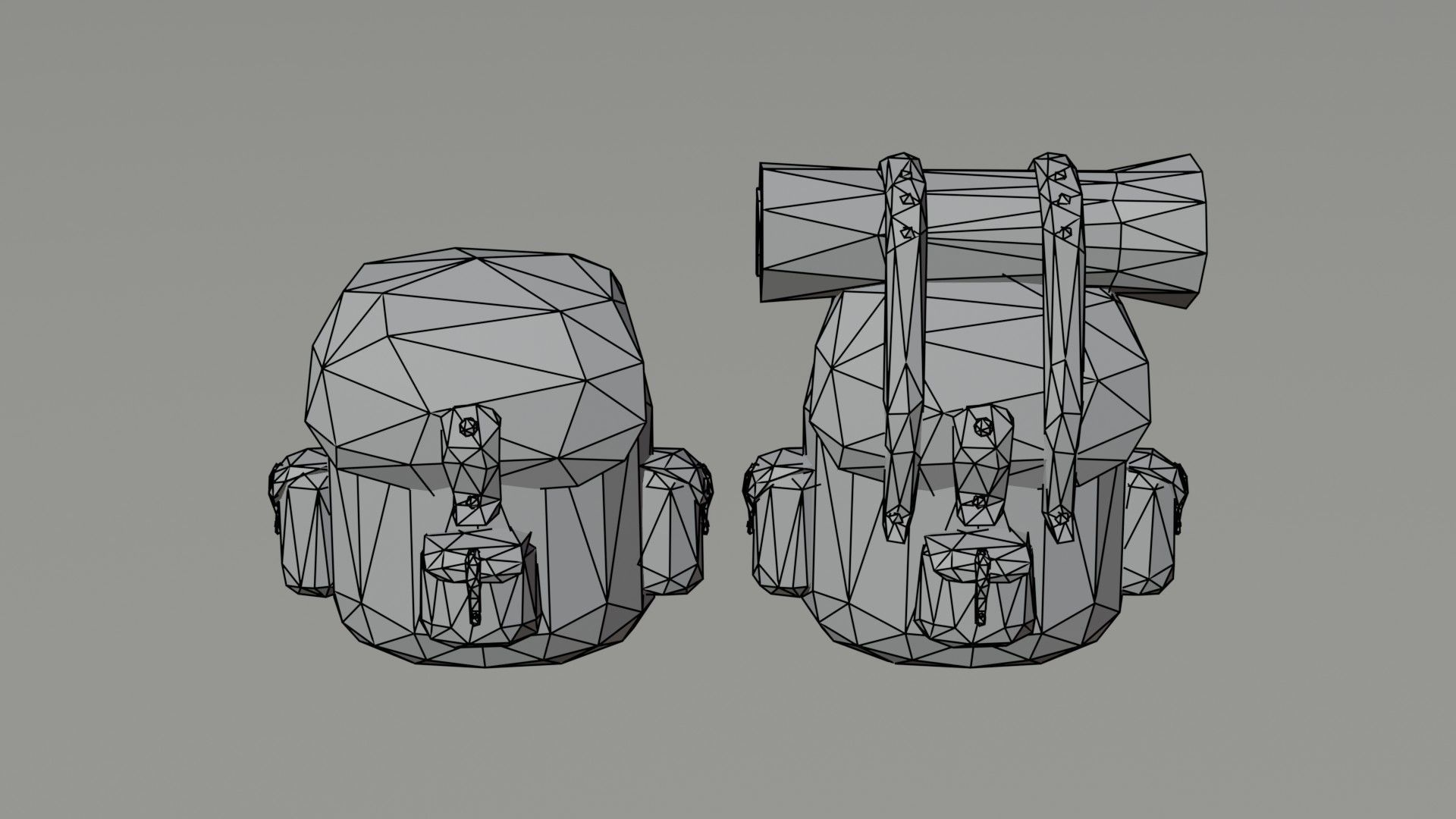 Cartoon fantasy backpack Polygonal Style Low-poly 3D model_4