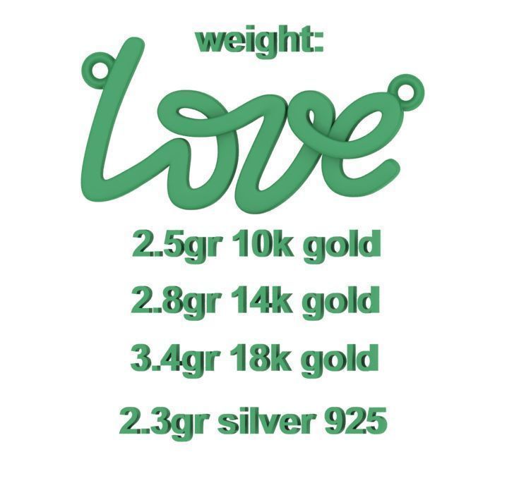 Love Inscription Necklace 24mm Love Word Pendant 3D print model_10