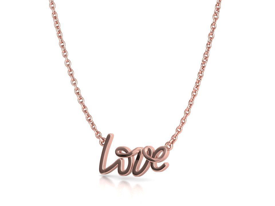 Love Inscription Necklace 24mm Love Word Pendant 3D print model_30
