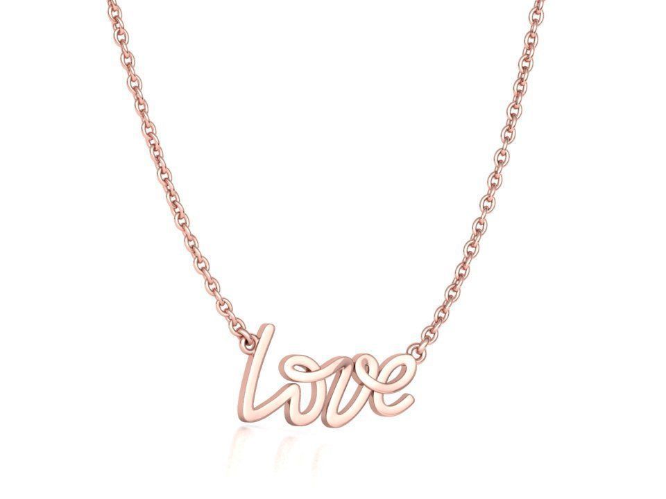 Love Inscription Necklace 24mm Love Word Pendant 3D print model_5