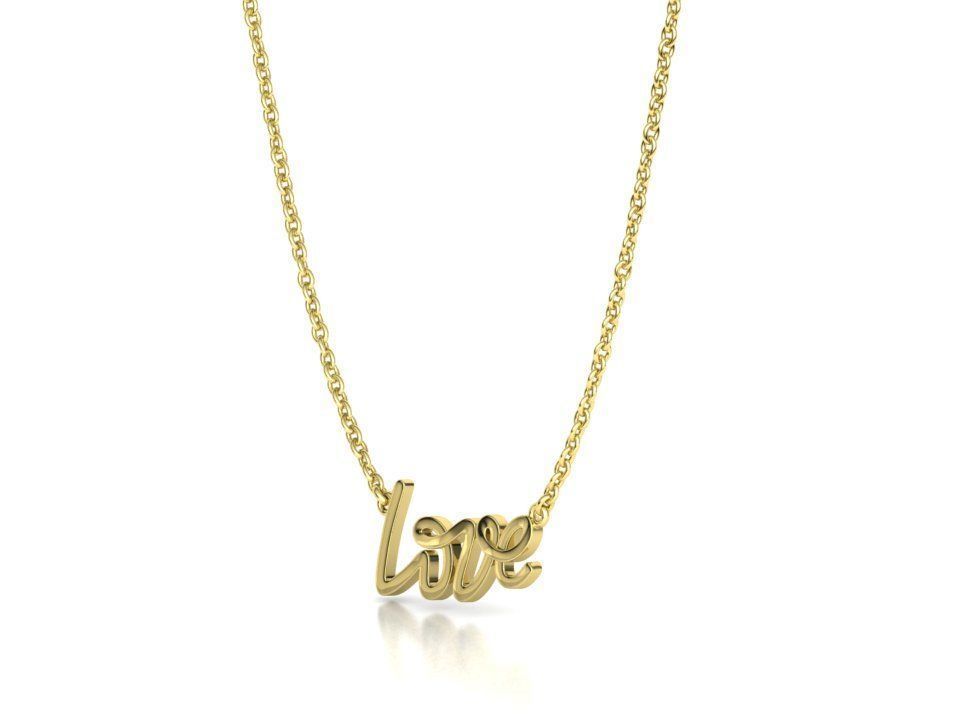 Love Inscription Necklace 24mm Love Word Pendant 3D print model_16