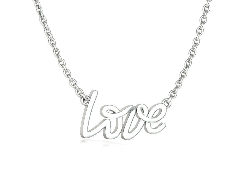 Love Inscription Necklace 24mm Love Word Pendant 3D print model_4