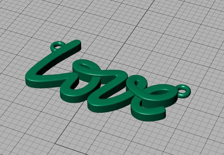 Love Inscription Necklace 24mm Love Word Pendant 3D print model_35