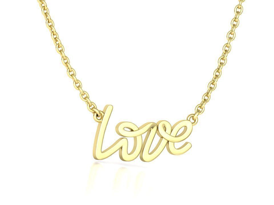 Love Inscription Necklace 24mm Love Word Pendant 3D print model_3