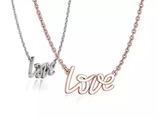 Love Inscription Necklace 24mm Love Word Pendant 3D print model