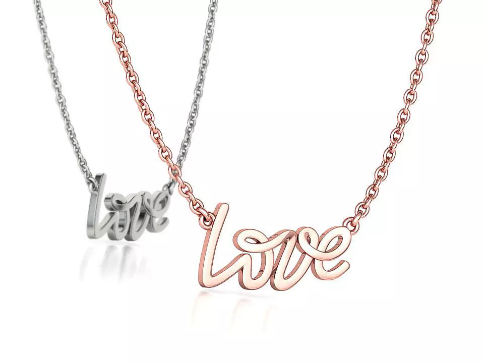 Love Inscription Necklace 24mm Love Word Pendant 3D print model_0