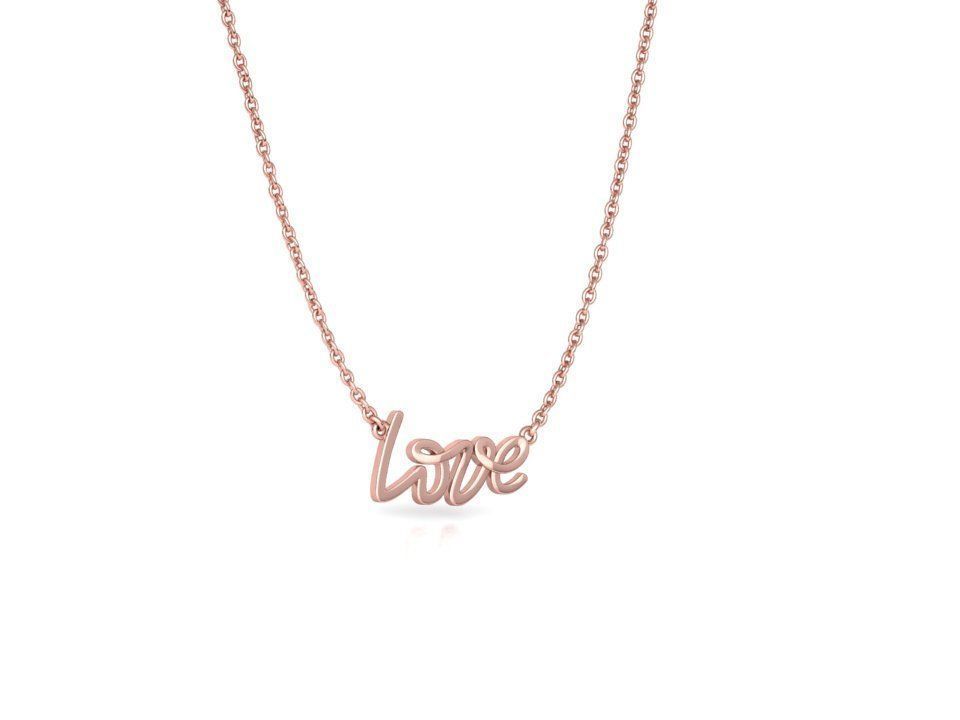 Love Inscription Necklace 24mm Love Word Pendant 3D print model_24