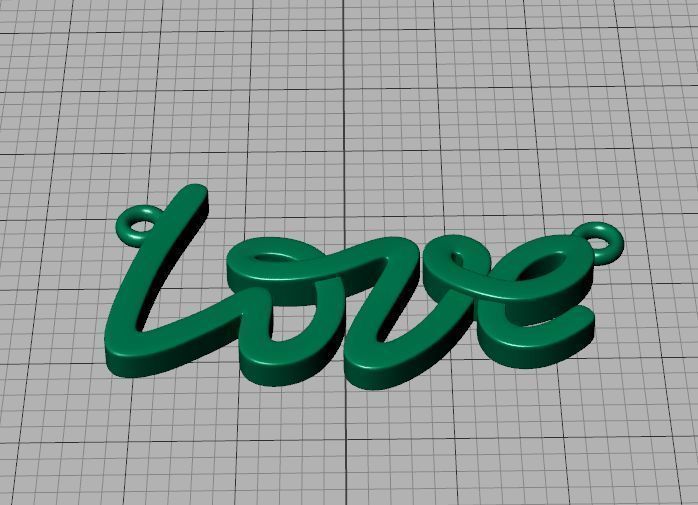 Love Inscription Necklace 24mm Love Word Pendant 3D print model_34