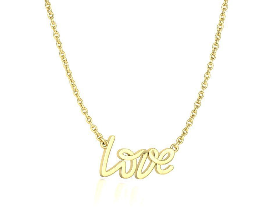 Love Inscription Necklace 24mm Love Word Pendant 3D print model_6