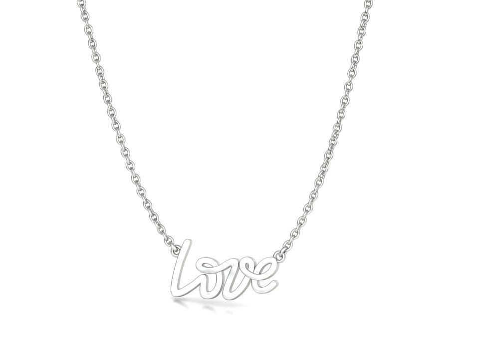 Love Inscription Necklace 24mm Love Word Pendant 3D print model_14