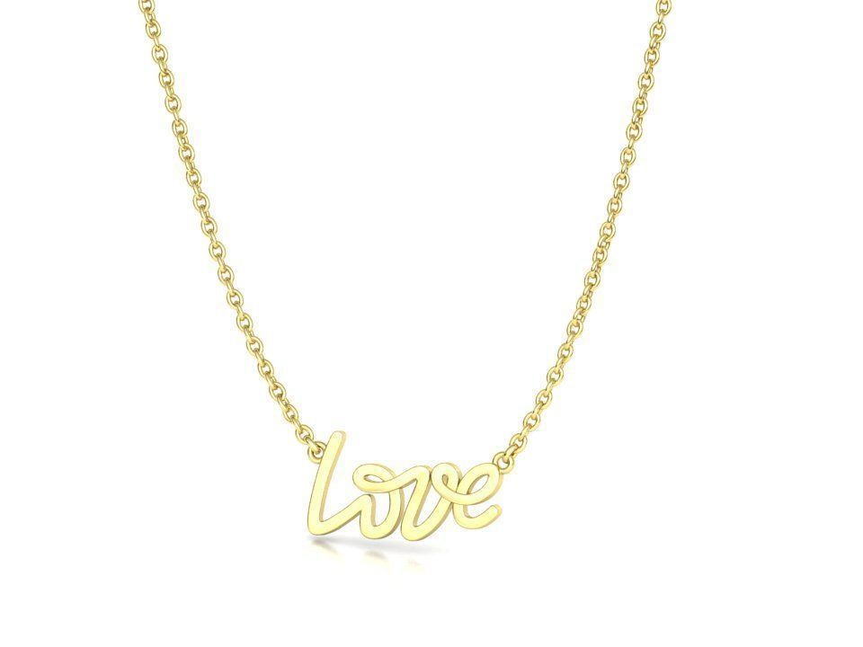 Love Inscription Necklace 24mm Love Word Pendant 3D print model_13