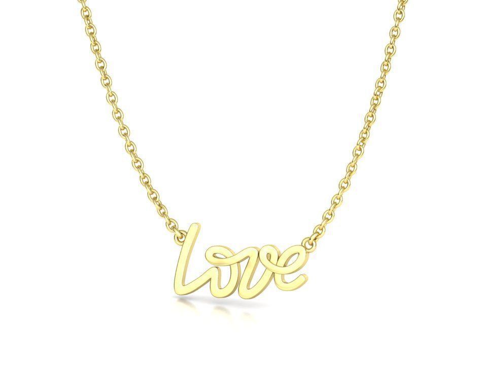 Love Inscription Necklace 24mm Love Word Pendant 3D print model_28