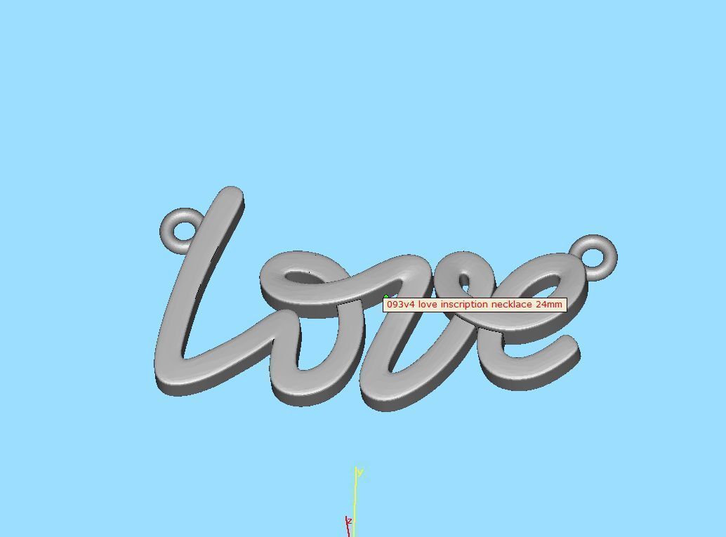 Love Inscription Necklace 24mm Love Word Pendant 3D print model_39