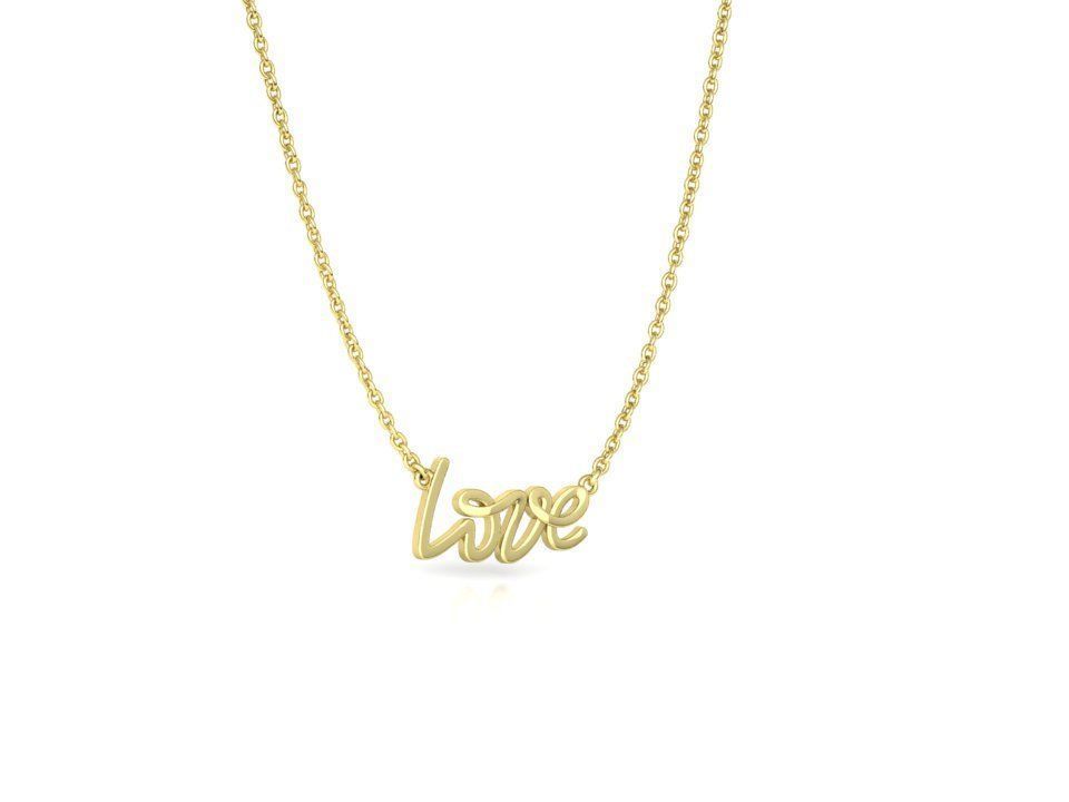 Love Inscription Necklace 24mm Love Word Pendant 3D print model_25
