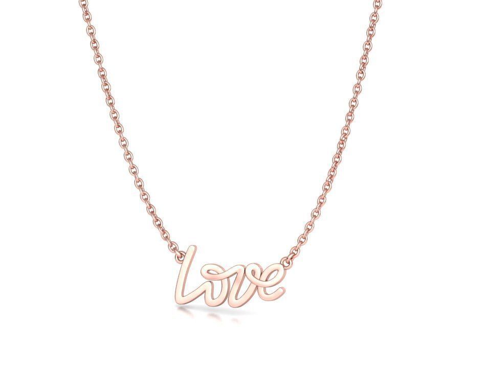 Love Inscription Necklace 24mm Love Word Pendant 3D print model_12