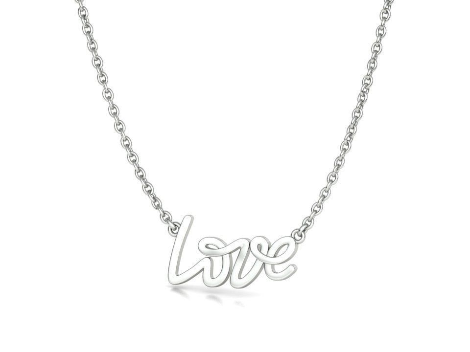Love Inscription Necklace 24mm Love Word Pendant 3D print model_29