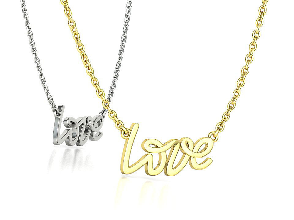 Love Inscription Necklace 24mm Love Word Pendant 3D print model_1