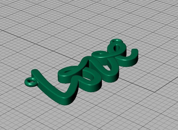 Love Inscription Necklace 24mm Love Word Pendant 3D print model_38