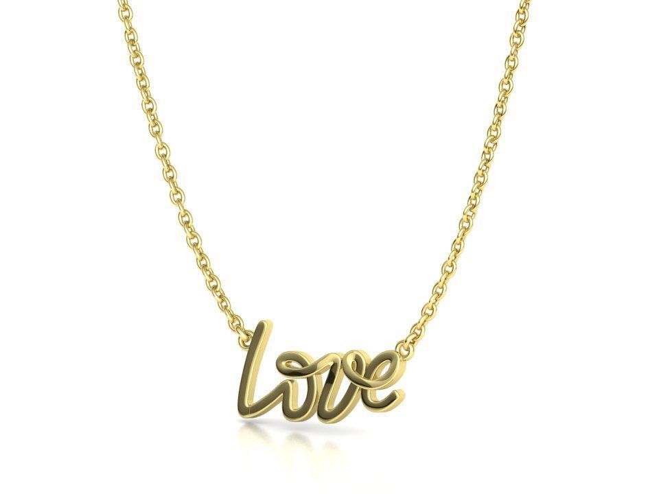 Love Inscription Necklace 24mm Love Word Pendant 3D print model_31