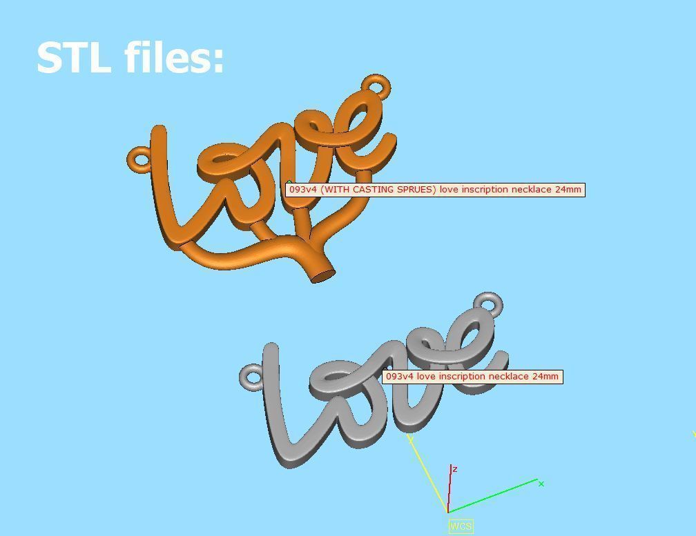 Love Inscription Necklace 24mm Love Word Pendant 3D print model_11