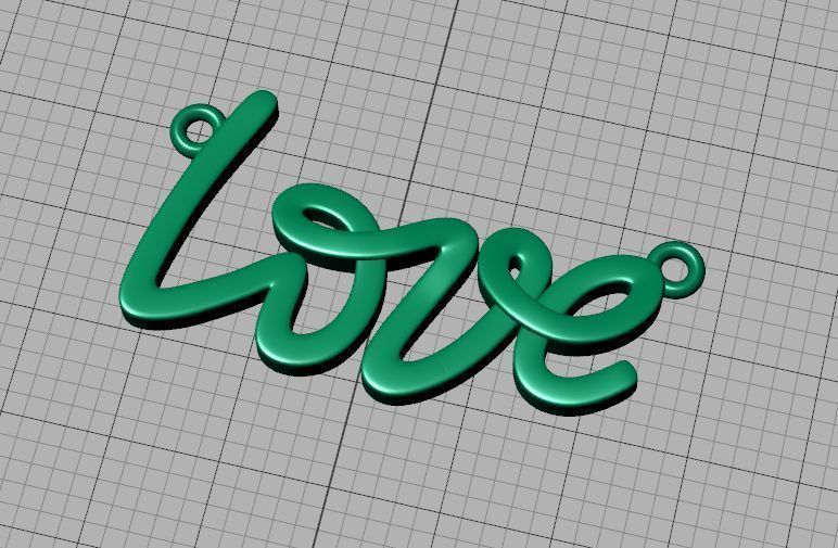 Love Inscription Necklace 24mm Love Word Pendant 3D print model_33