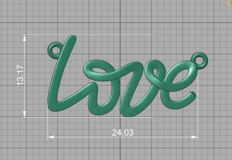 Love Inscription Necklace 24mm Love Word Pendant 3D print model_9