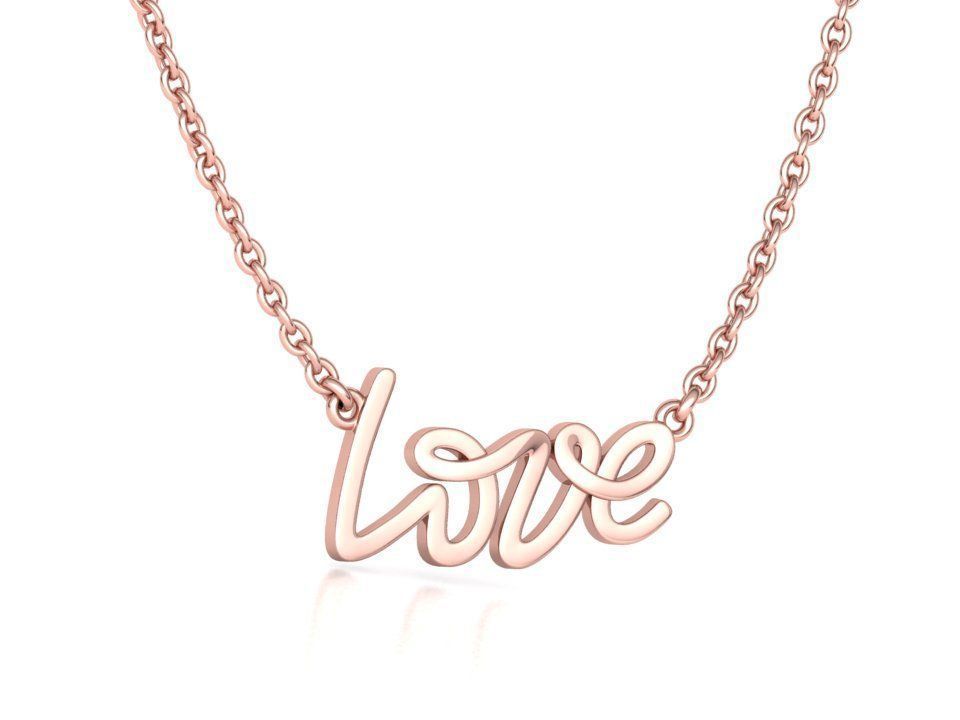 Love Inscription Necklace 24mm Love Word Pendant 3D print model_2