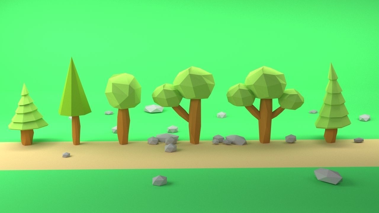 Low-Poly Forest Nature 3D model_3