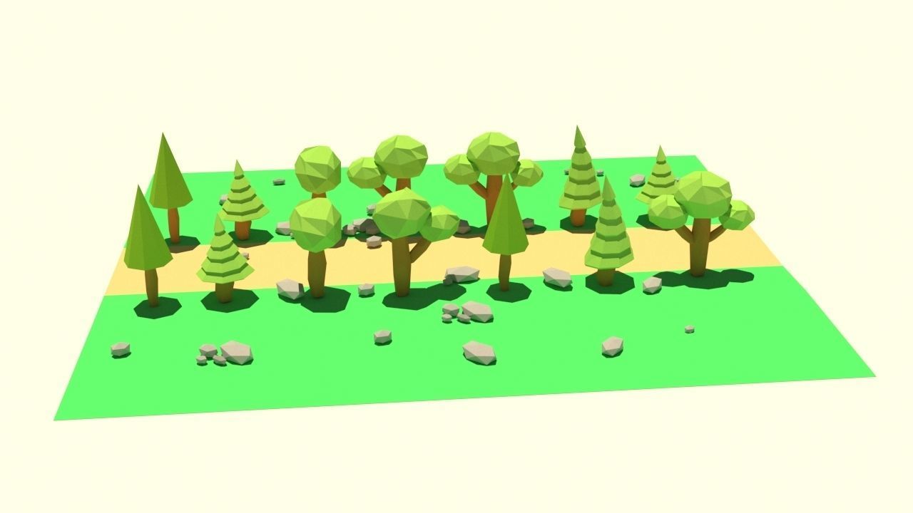 Low-Poly Forest Nature 3D model_2