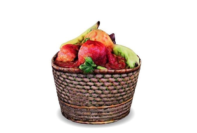 Harvest Medley A Textured 3D Fruit Basket 3D model 2