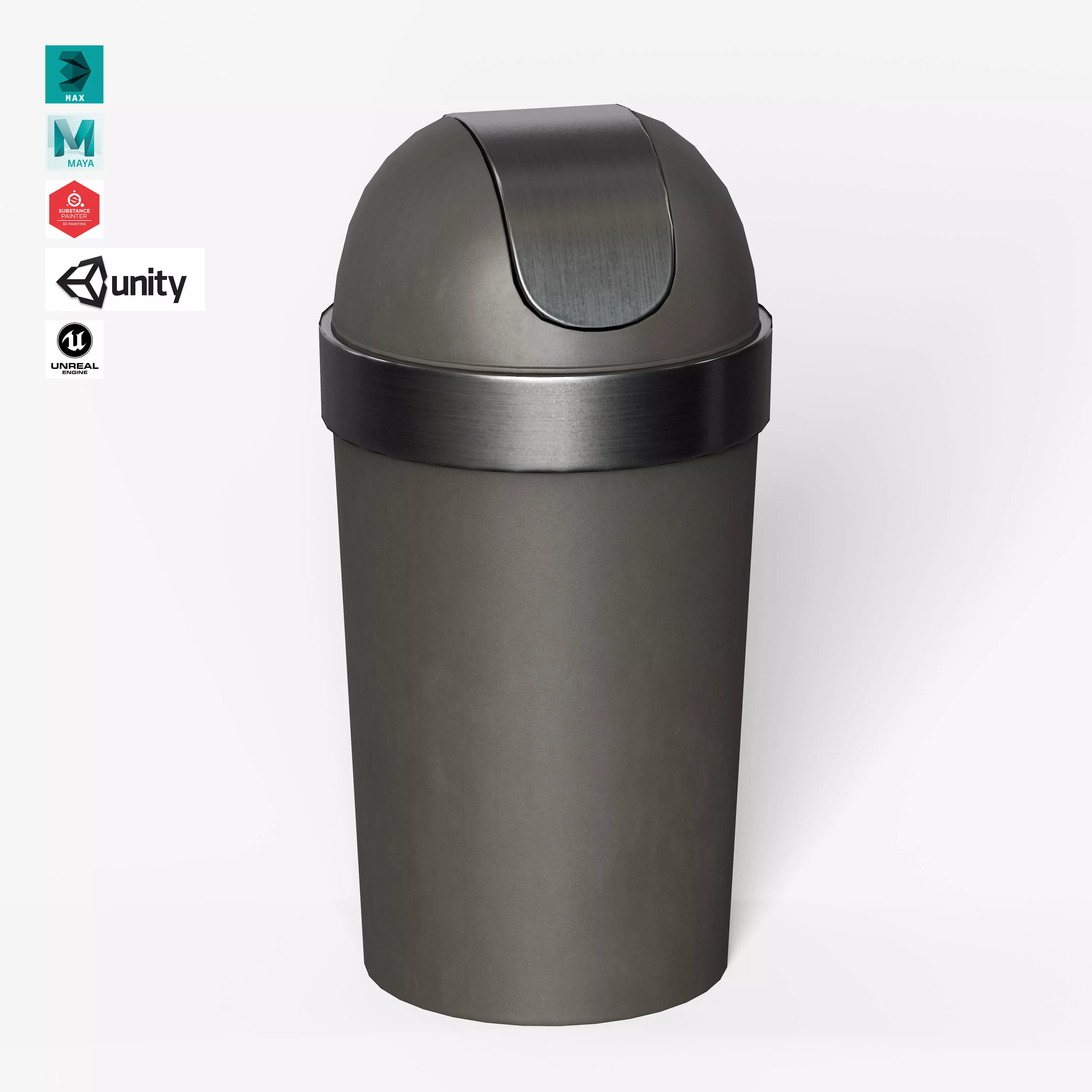 Trash Can Low-poly 3D model