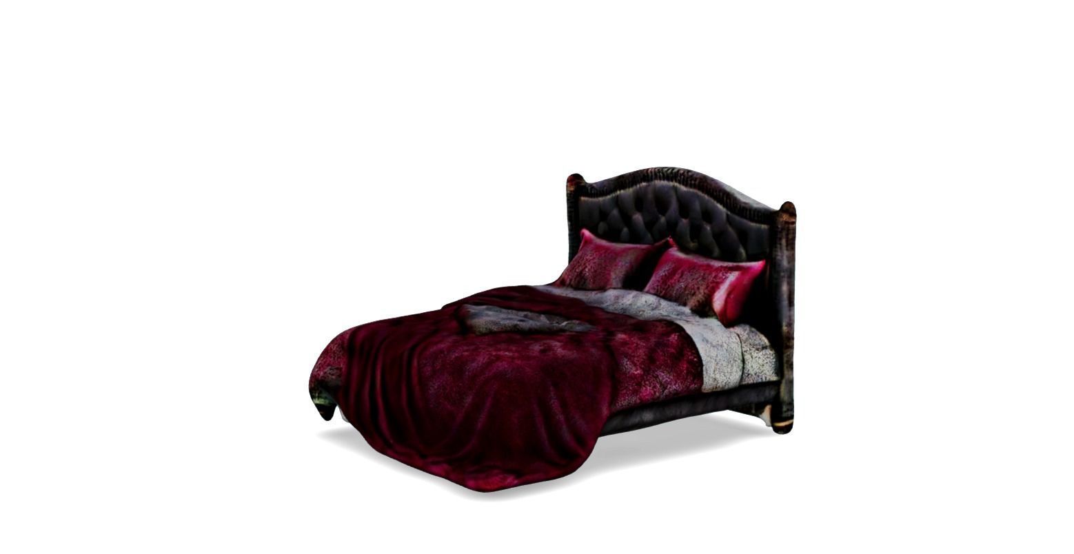 Velvet Dreams Luxurious Baroque-Style Bed 3D model_1