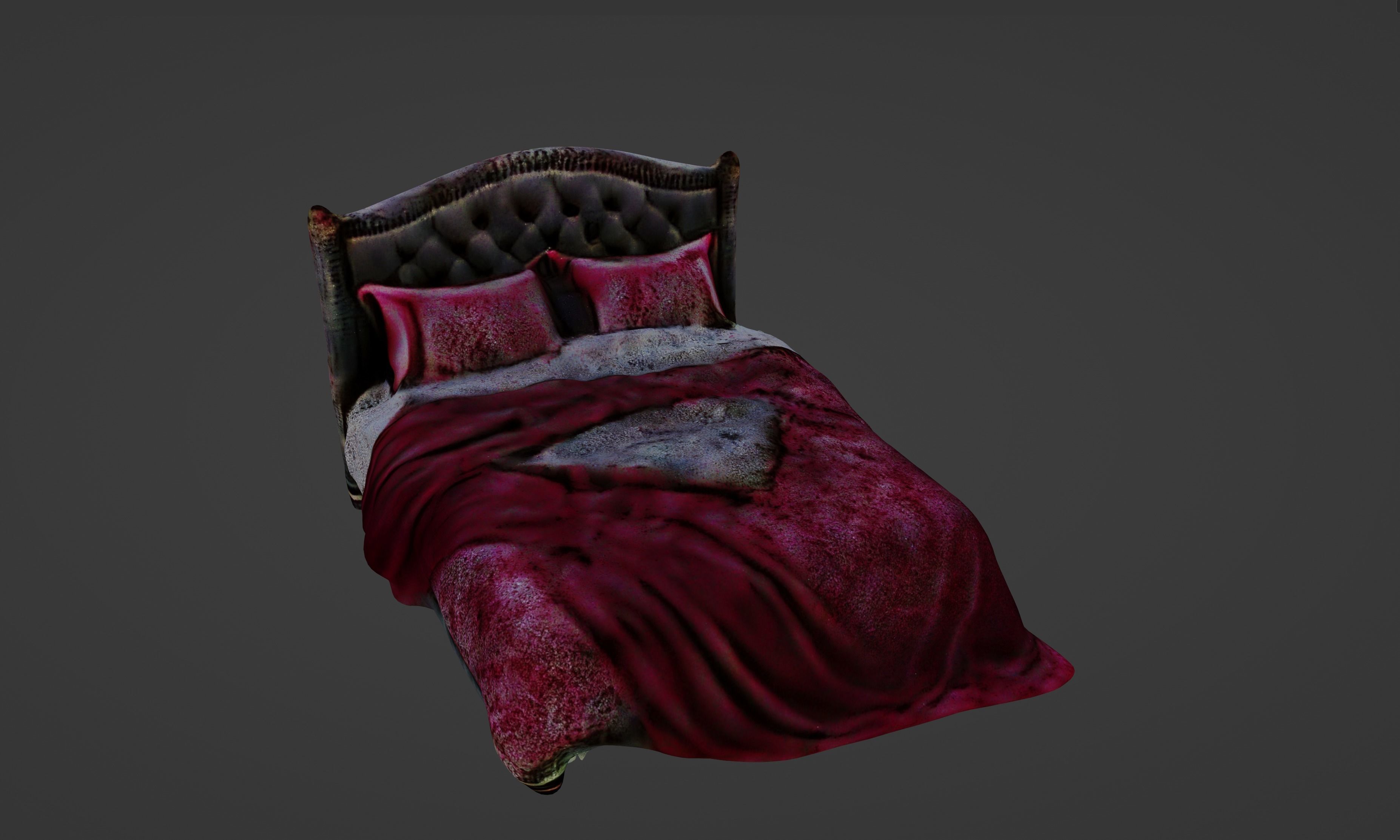 Velvet Dreams Luxurious Baroque-Style Bed 3D model_6