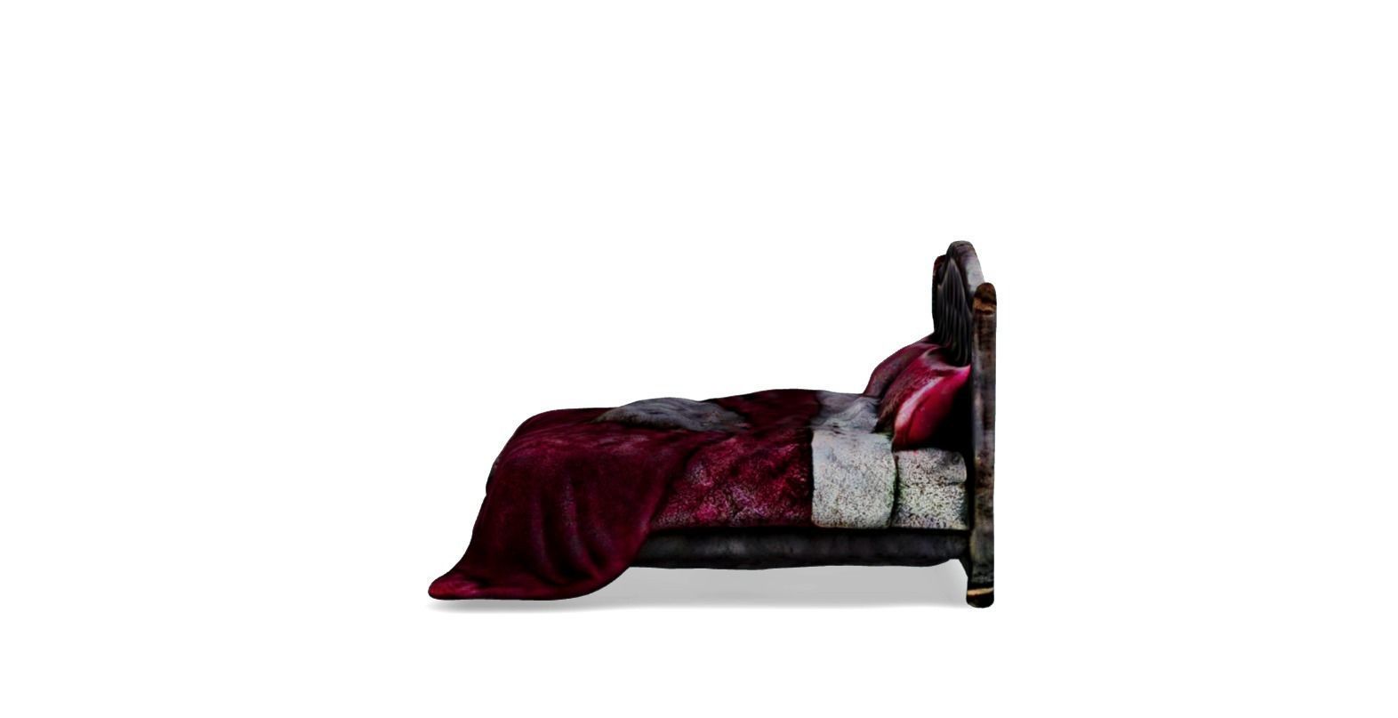Velvet Dreams Luxurious Baroque-Style Bed 3D model_2