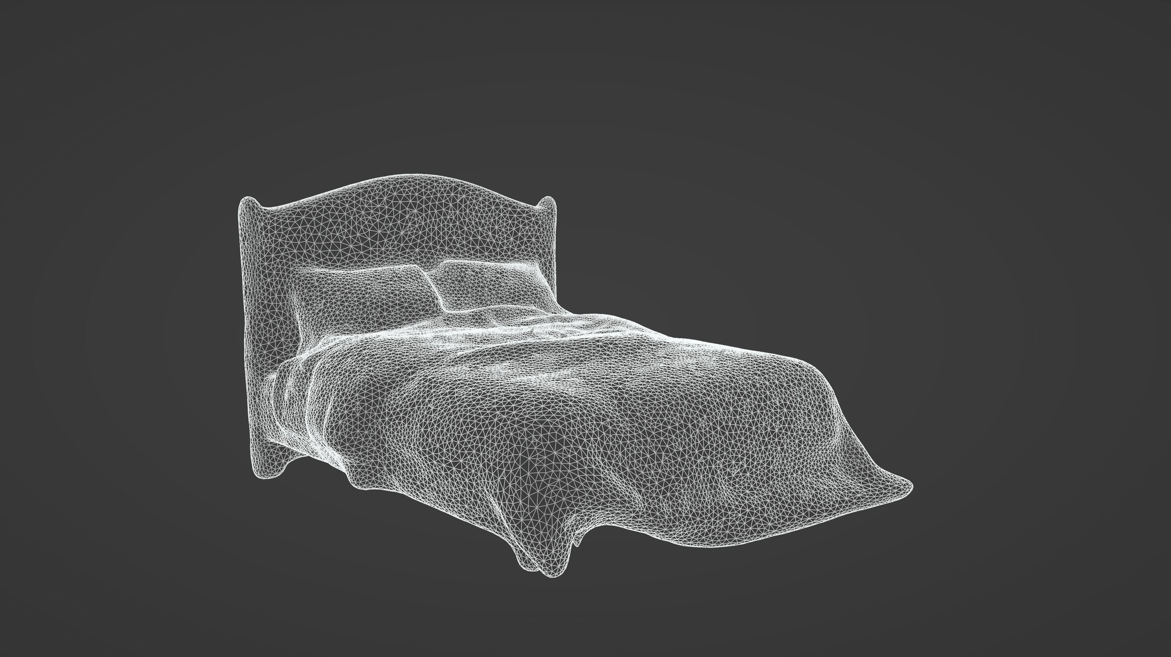 Velvet Dreams Luxurious Baroque-Style Bed 3D model_13