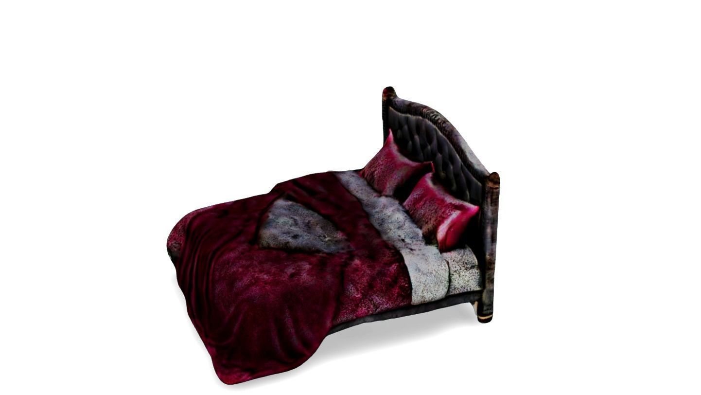 Velvet Dreams Luxurious Baroque-Style Bed 3D model_3