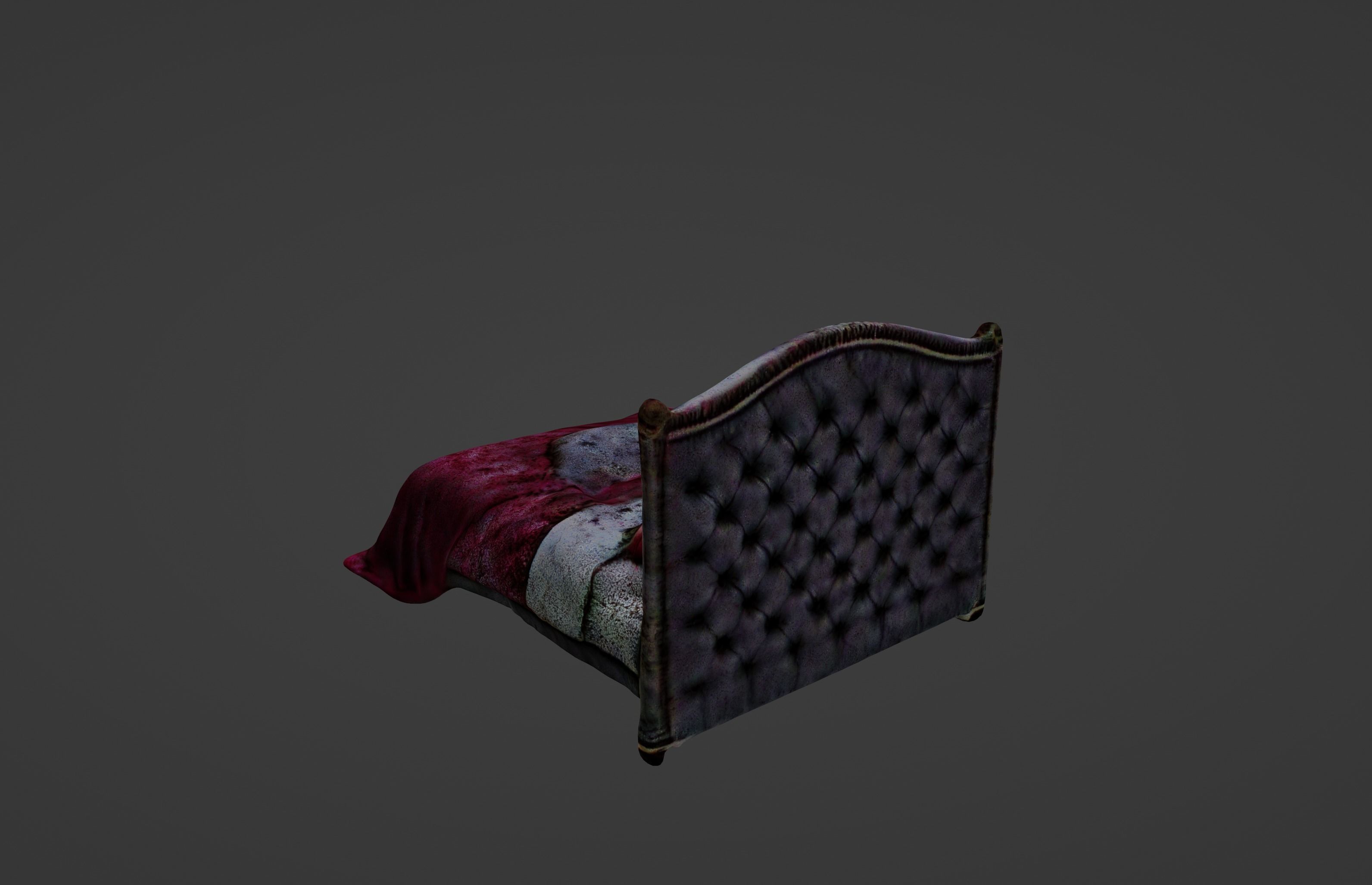 Velvet Dreams Luxurious Baroque-Style Bed 3D model_9