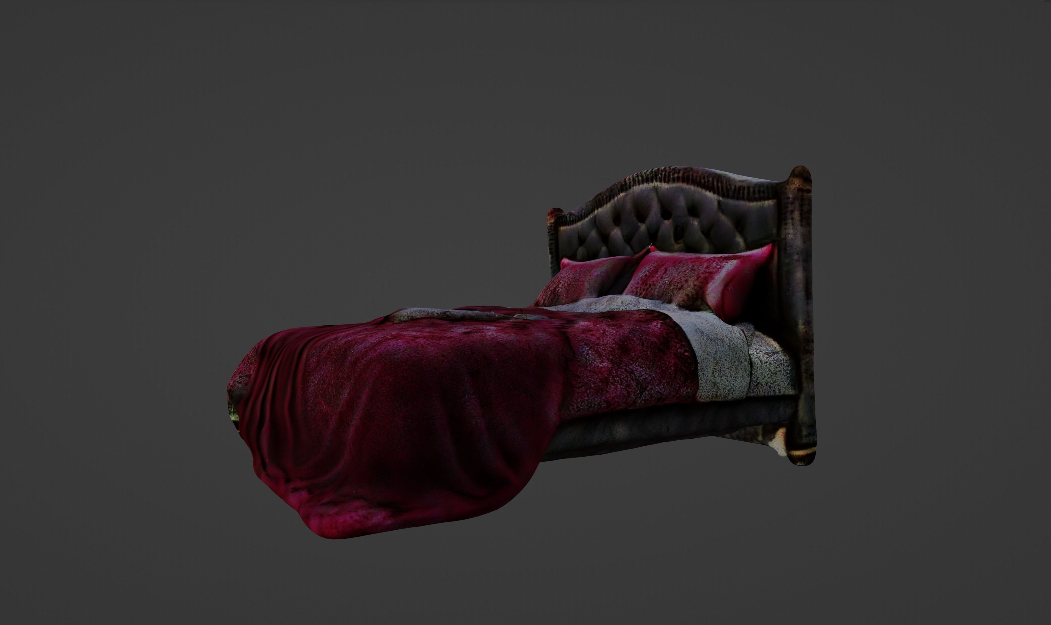 Velvet Dreams Luxurious Baroque-Style Bed 3D model_8