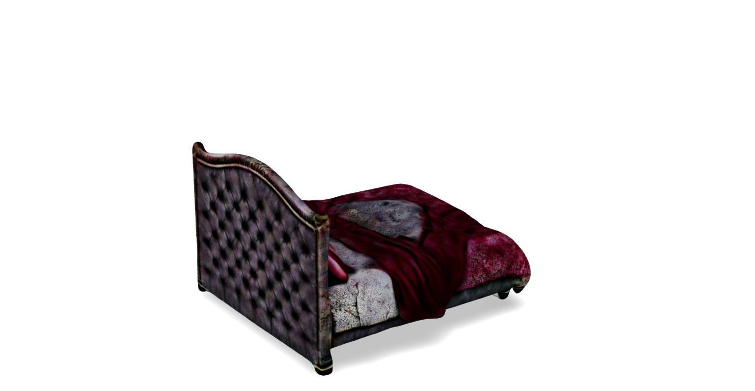 Velvet Dreams Luxurious Baroque-Style Bed 3D model_4