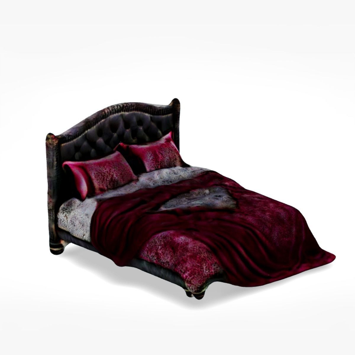 Velvet Dreams Luxurious Baroque-Style Bed 3D model_18