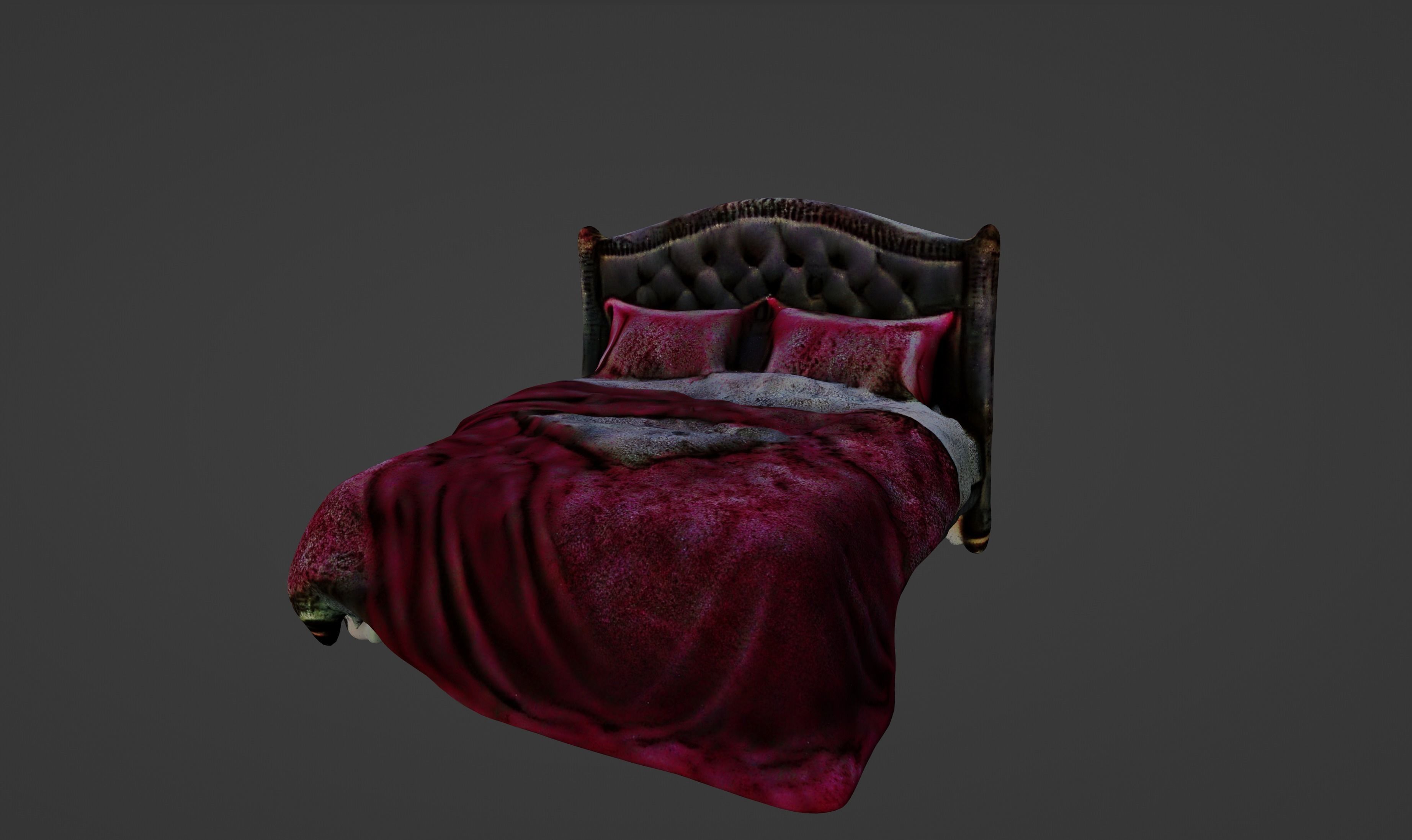 Velvet Dreams Luxurious Baroque-Style Bed 3D model_7