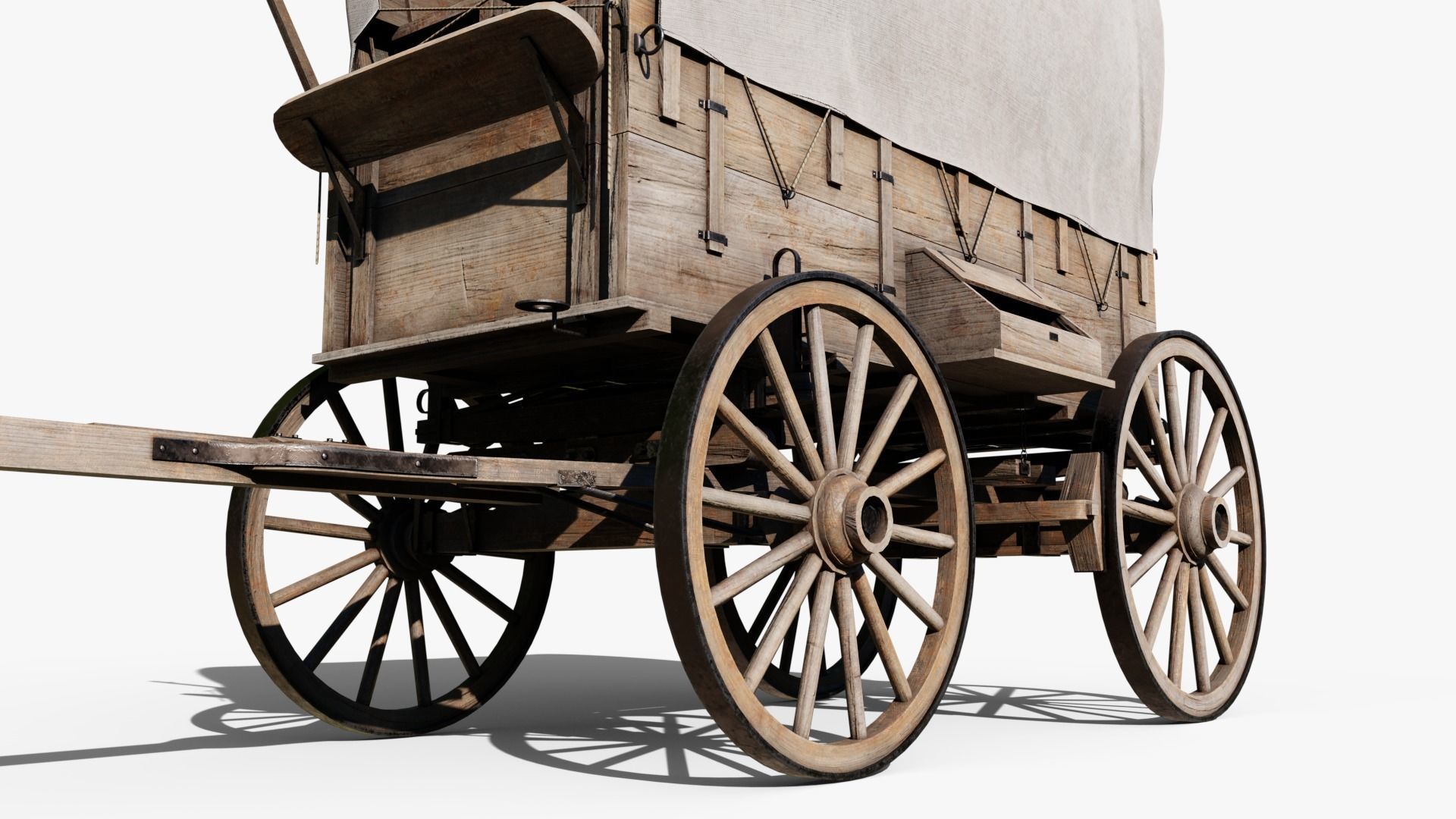 Western Covered Wagon Low-poly 3D model_7