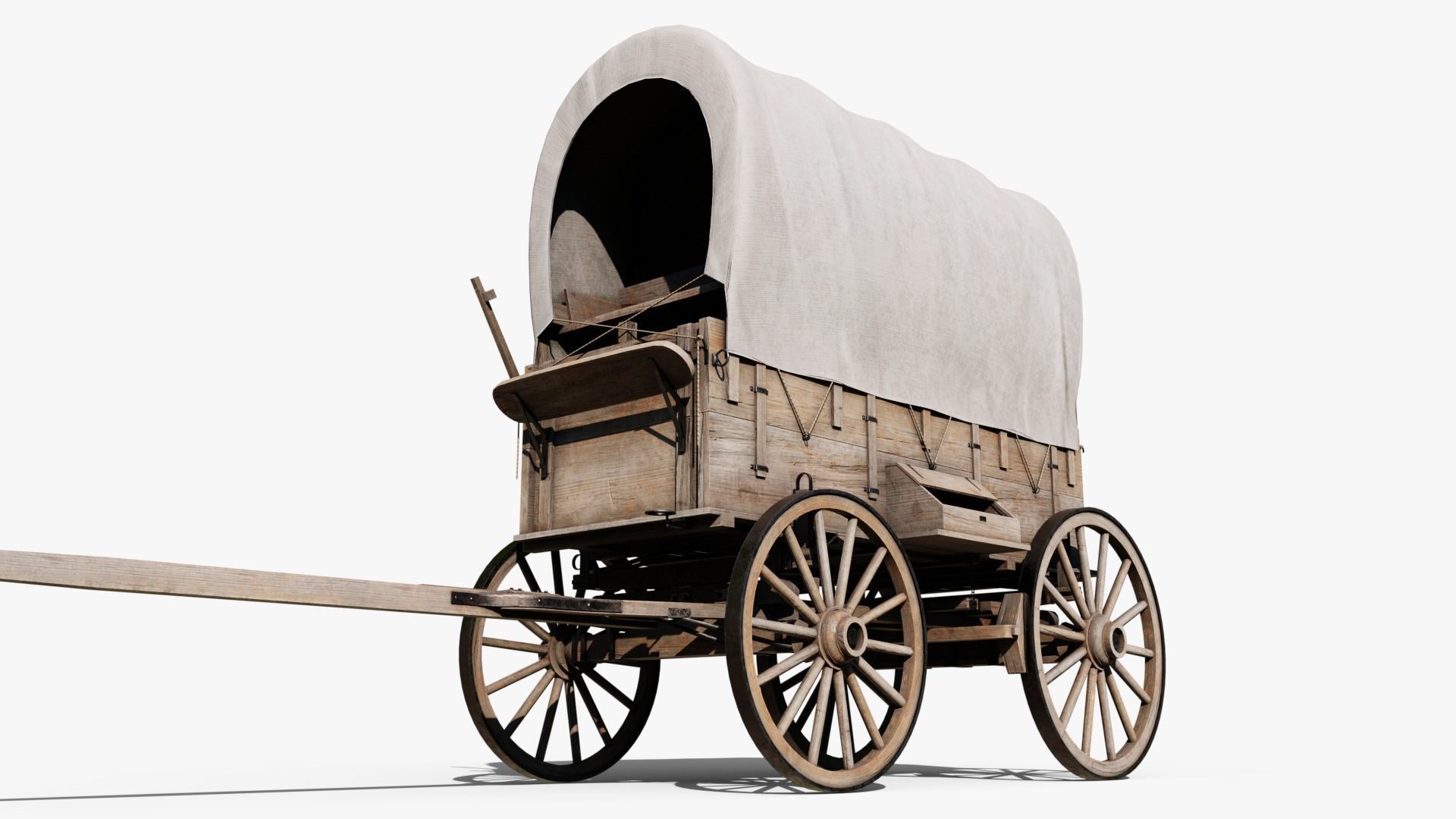 Western Covered Wagon Low-poly 3D model_2