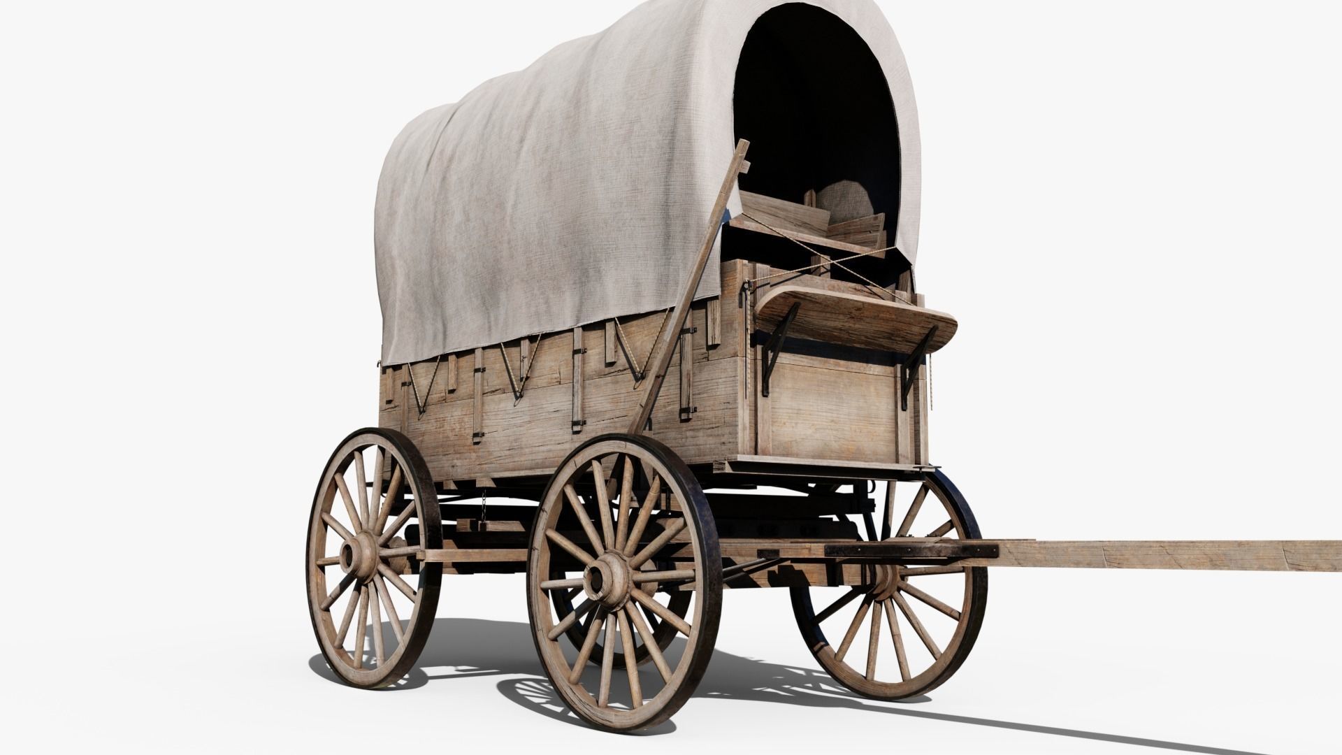 Western Covered Wagon Low-poly 3D model_5