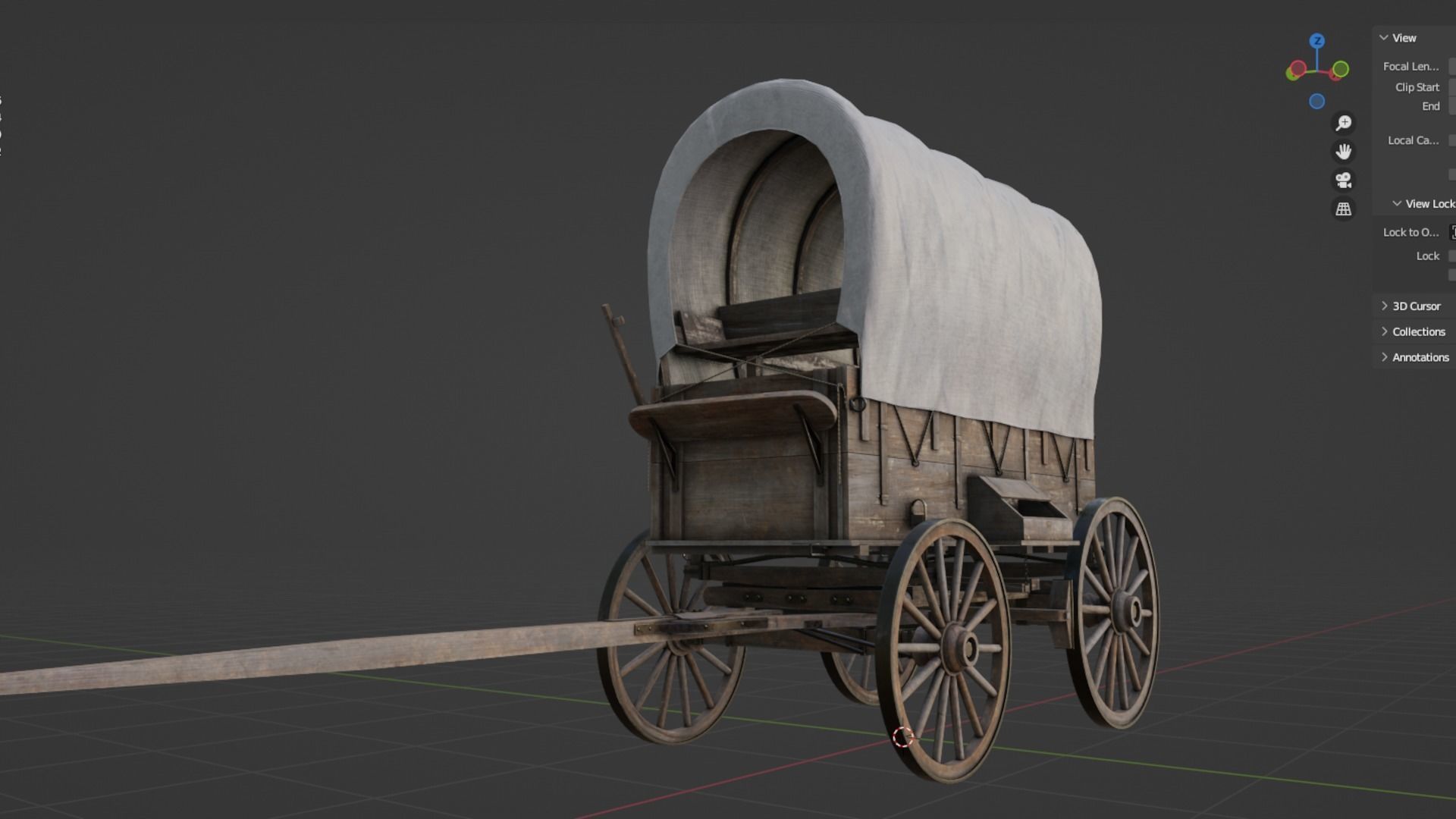 Western Covered Wagon Low-poly 3D model_11