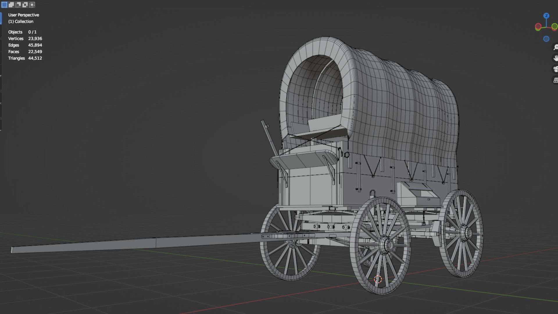 Western Covered Wagon Low-poly 3D model_12