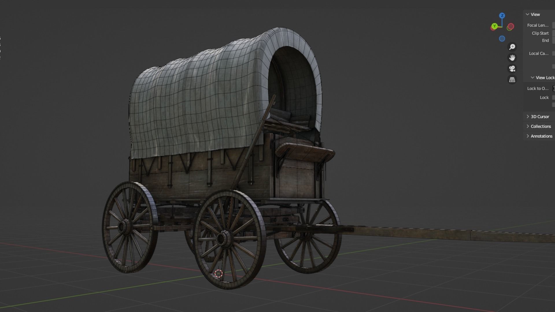 Western Covered Wagon Low-poly 3D model_10